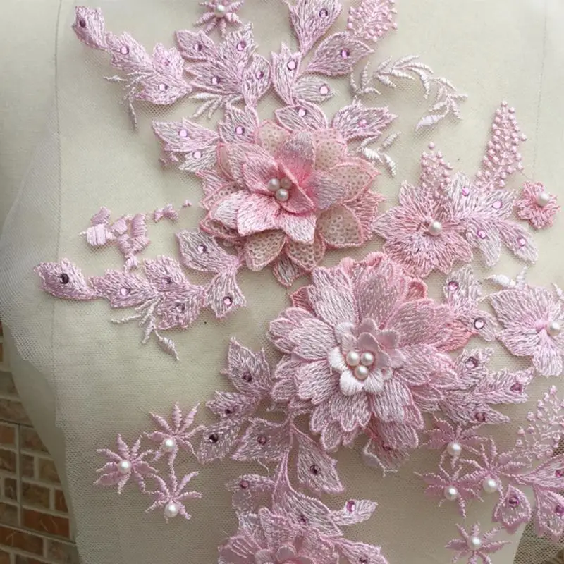 Для женщин кружева аппликация платье DIY свадебные цветочные 3D вышивка люкс