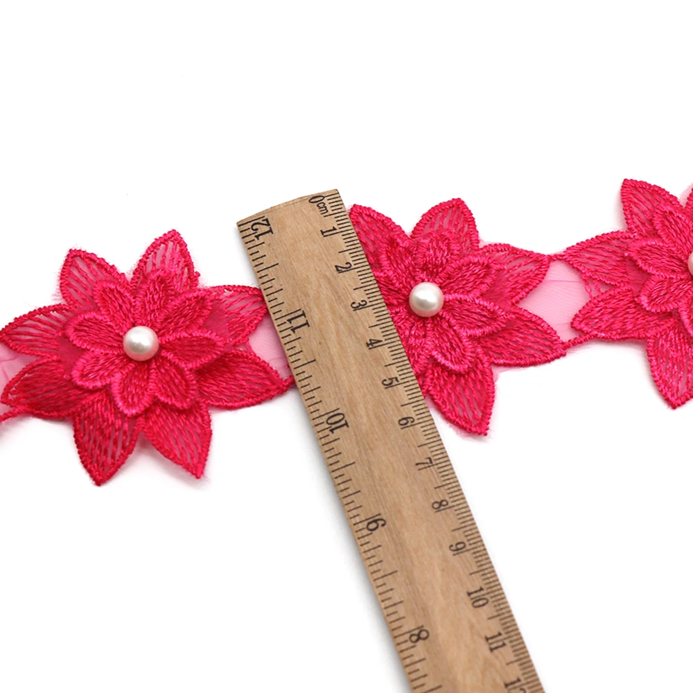 H664 91CM Pearl Flower DIY Soluble Wedding Lace Trim Knitting Embroidered Handmade Patchwork Ribbon Sewing Supplies Craft | Дом и сад