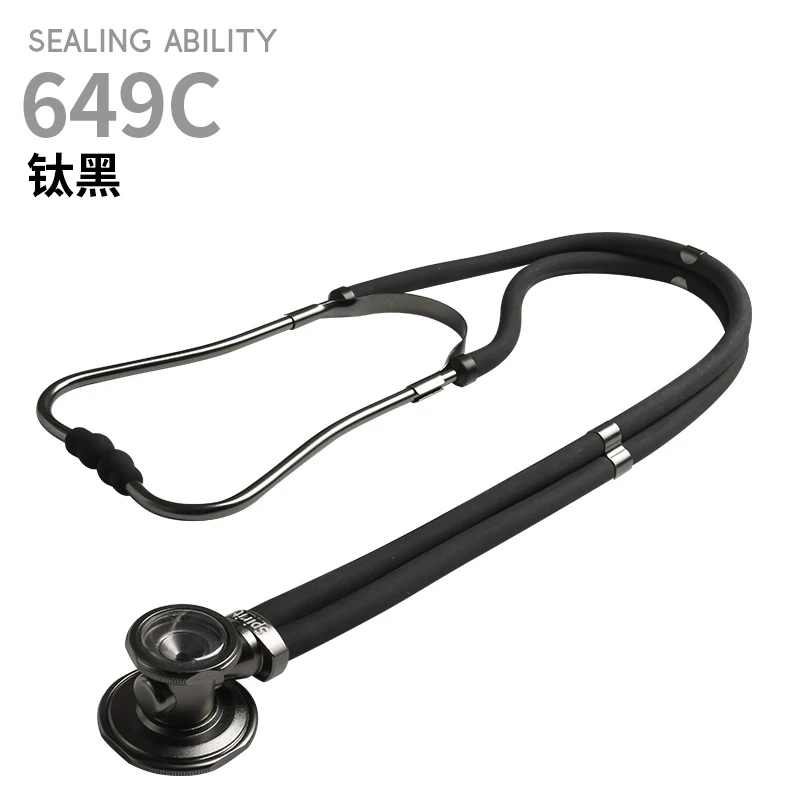 Titanium black Spirit cardiology Двухтрубная многофункциональная двойная головка профессиональный стетоскоп угловой сплав слушать фетальное сердце медицинские устройства - Цвет: Titanium black