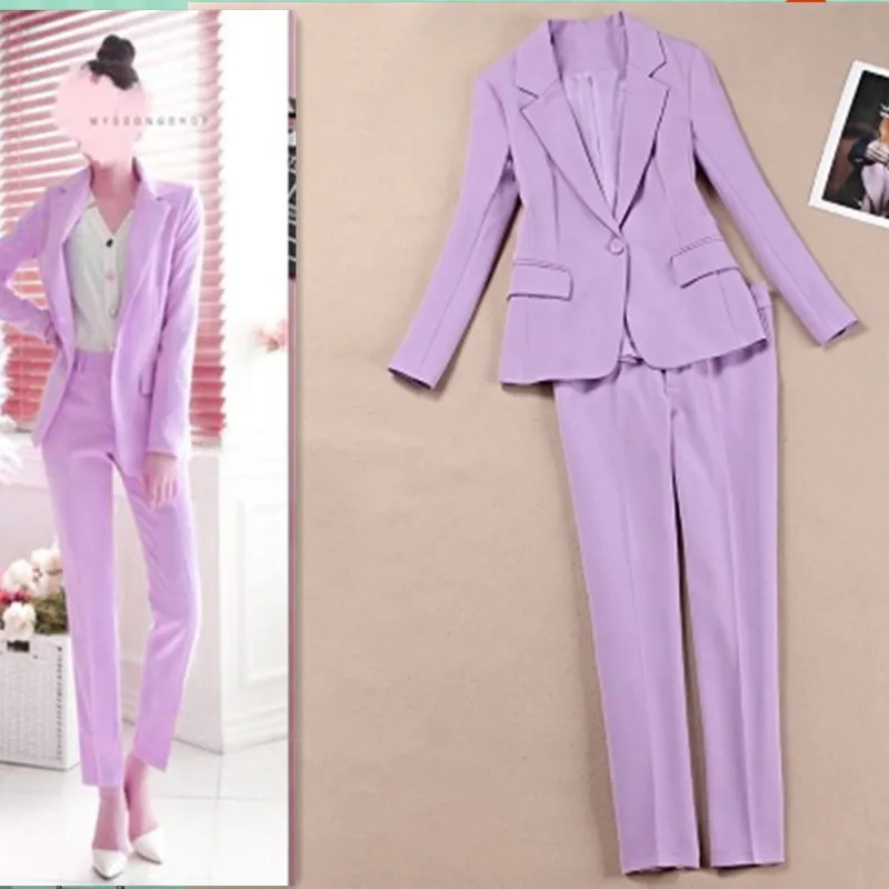 2 piece outfits for women fashion purple suit female professional wear two-piece spring and autumn new | Женская одежда