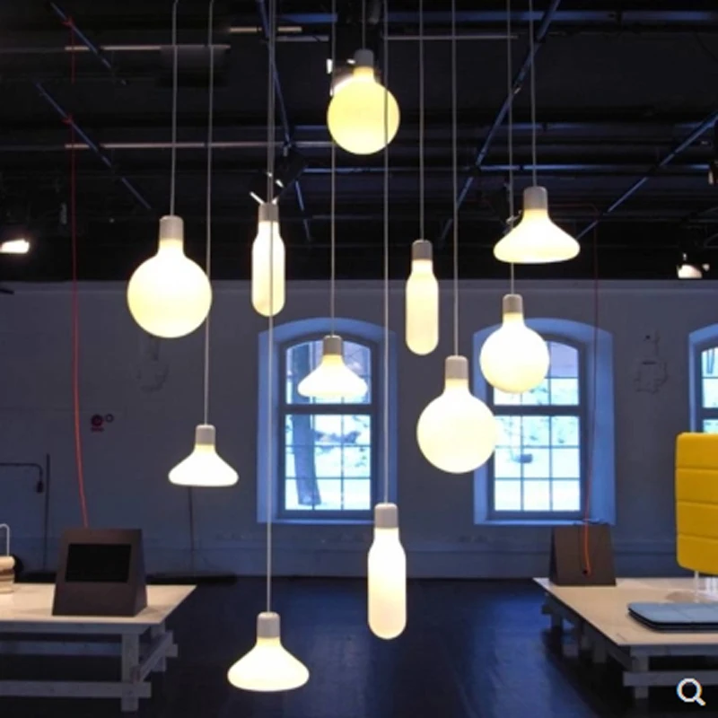 

Modern Pastoral white bottle glass E27 bulb pendant lighting fixture home deco DIY brief creative dining room pendant lamps