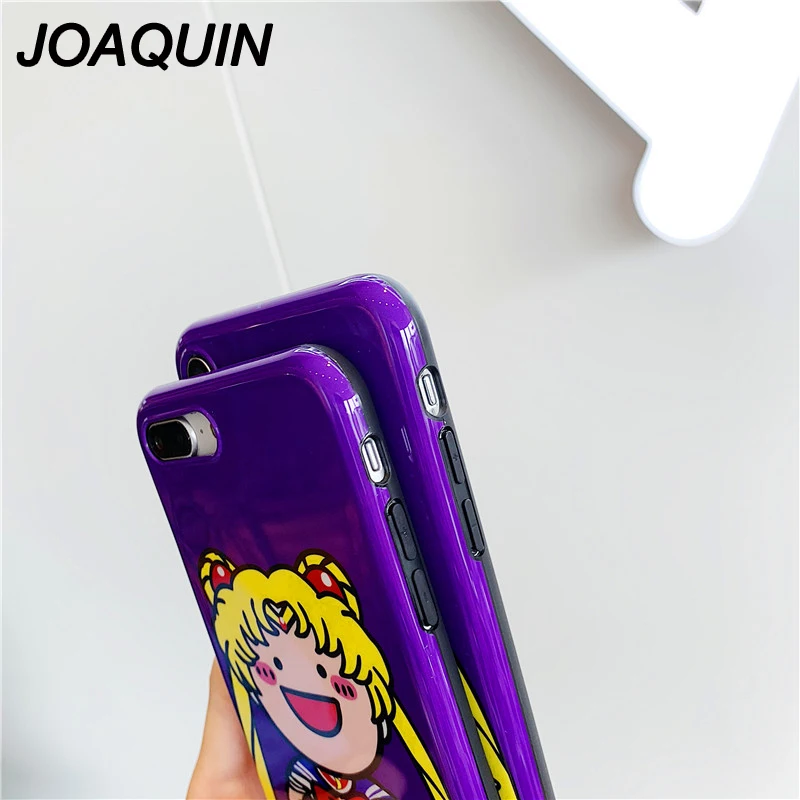 Фиолетовый японский аниме Kawaii Сейлор Мун девушка телефон чехол для iPhone 6 Puls 6S 7 8 X XS