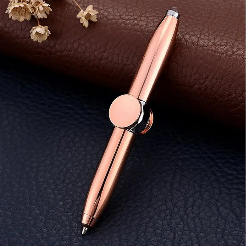 Rose Gold Спиннер для пальцев Многофункциональный гироскоп ручка декомпрессии шариковая ручка с подсветкой Форма снятия стресса пакет в коробке - Цвет: Rose Gold