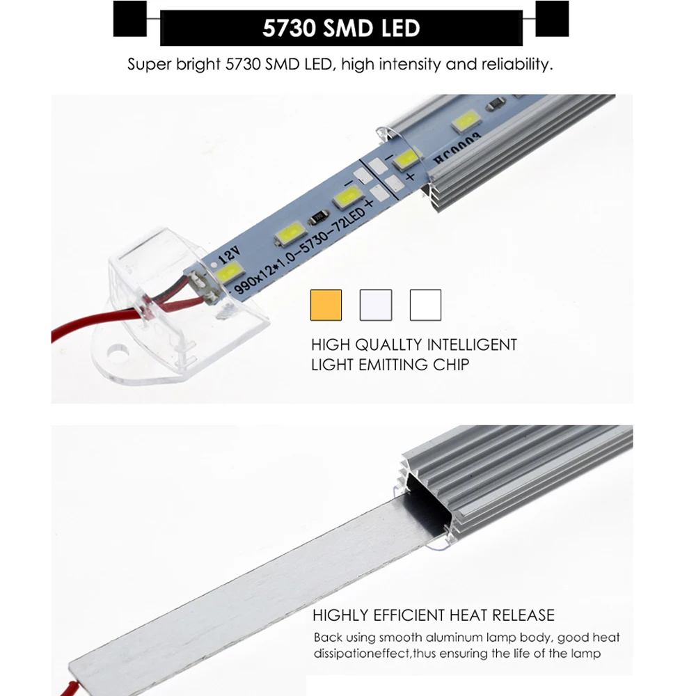 1 шт. 20 Вт, 30 Вт, 50 см SMD 5730 светодиодный жесткая полоса бар Батарея светильник подходит для DIY Высокая надежность структура слежения за светильник полоски светодиодный трубчатая лампа