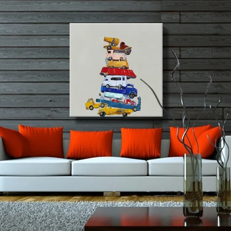 Ручная живопись на холсте Масляные картины натюрморт игрушечные машинки картина