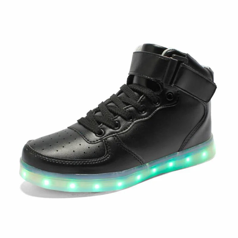 2018 New fashion children's LED shoes USB charging for boys girls high quality leather kids glowing sneakers size 25-38 | Детская