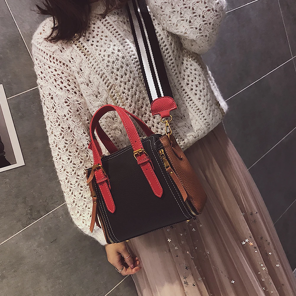 2018 JANESPRI Women Handbags Shoulder Crossbody Bag PU Leather Brand Panelled Casual Designer Top-Handle Tote Female Bolsas | Багаж и