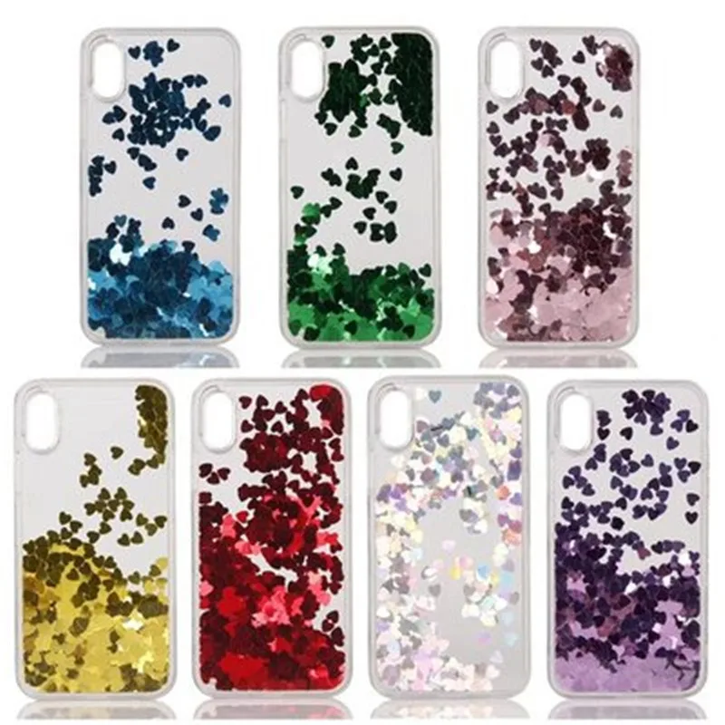 Модный Жидкий блеск зыбучие пески Любовь Сердце фольга для iPhone 6 6S 7 8 Plus X XS MAX XR