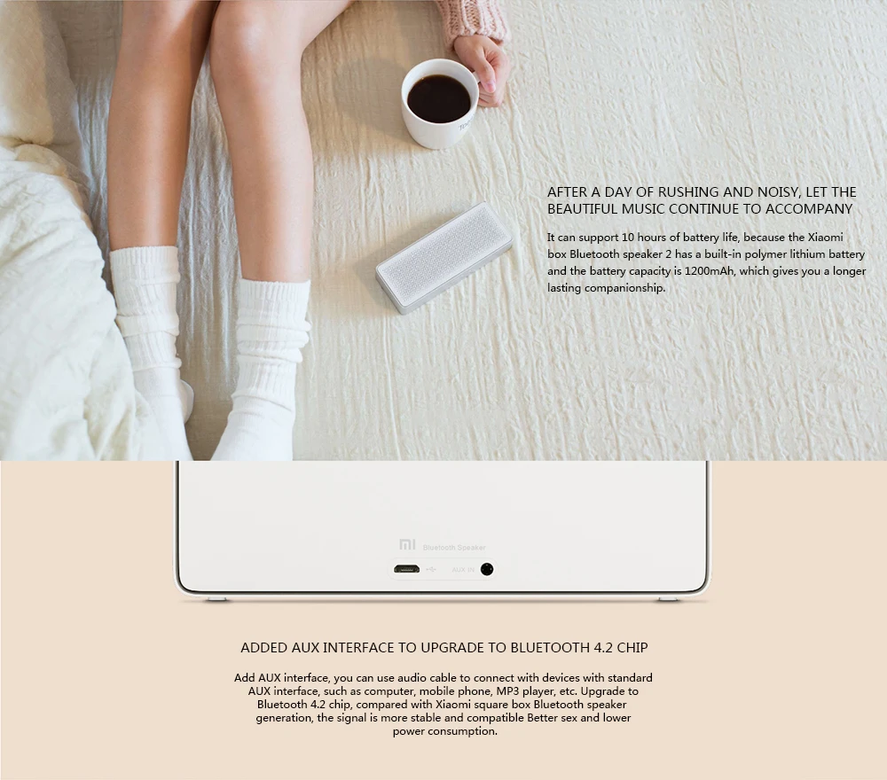 Xiaomi портативный динамик Bluetooth динамик 2 квадратных коробки HD звук открытый ультра долгое время воспроизведения мини сабвуфер сплав динамик