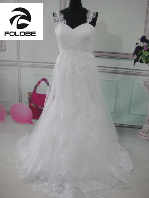 Robe Mariage 2017 индивидуальный заказ белый/слоновая кость Тюль Pleat Аппликации Кружева