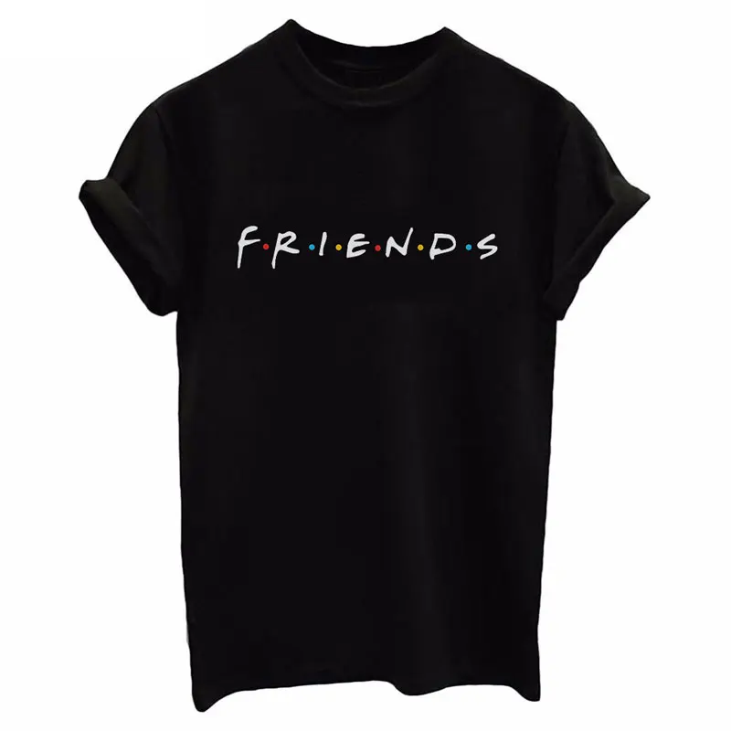 Модные женские футболки с коротким рукавом Harajuku Art Friends буквенным принтом тонкие