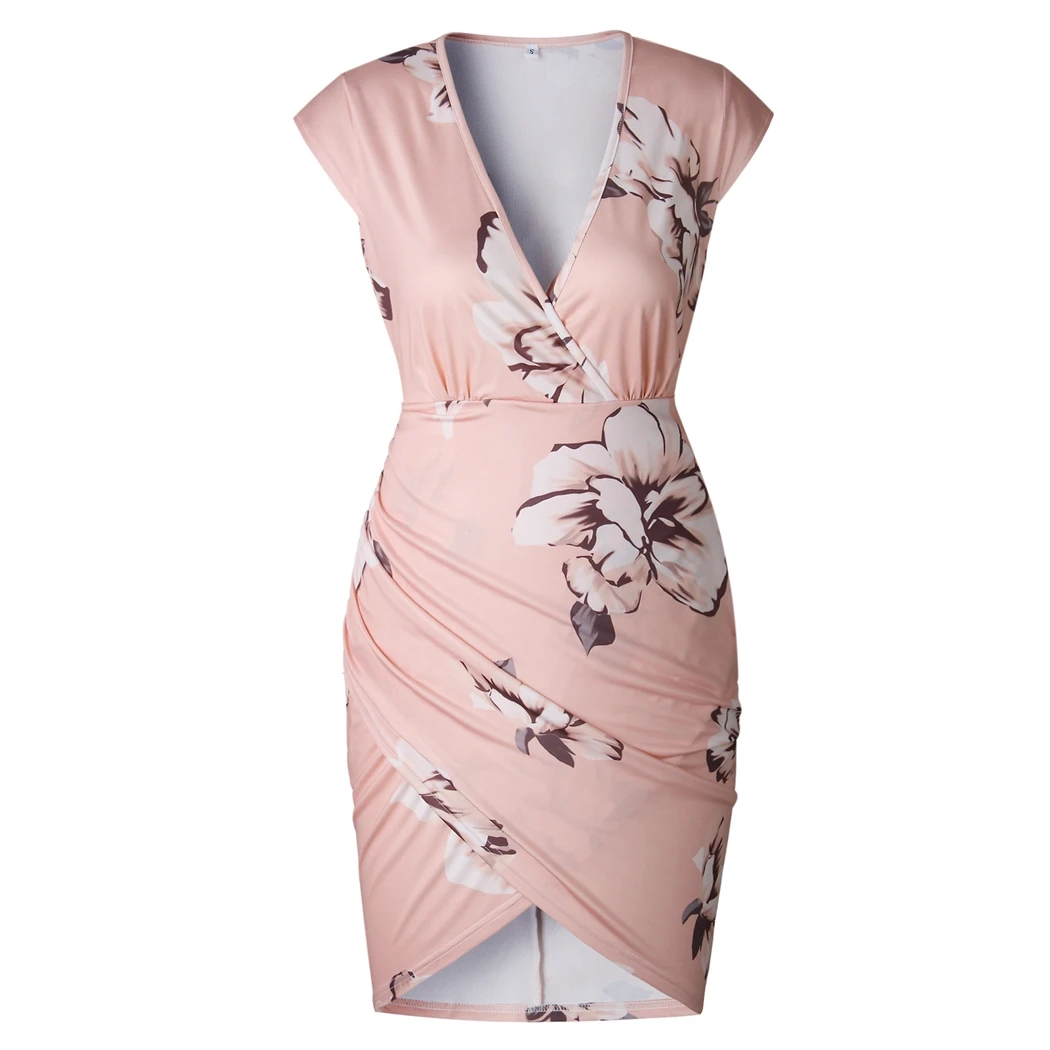 Boho Для женщин Нерегулярные с цветочным принтом глубоким v образным вырезом