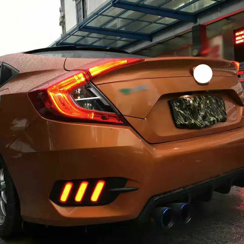 

LED Rear Bumper Reflector Fog Brake Turn Indicator Lights For Honda Civic 2016-18