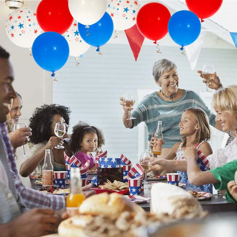 

12pcs/lot Latex Balloon 2019 National Day USA Patriot American Star Balls Party Birthday Party Decoration Balloons Air Globos