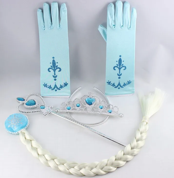 Пластиковая корона с париком волшебная палочка перчатка для девочек аксессуары