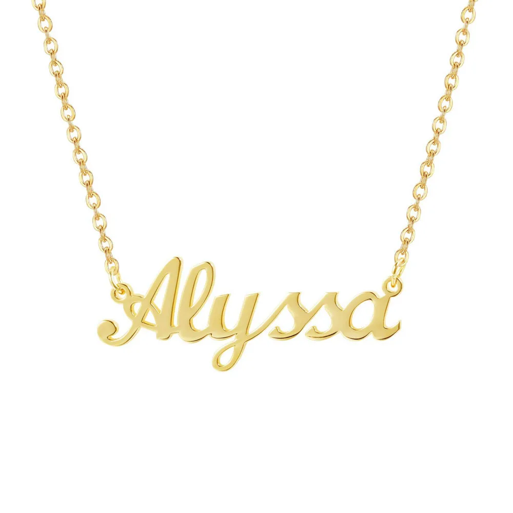 

Customized Custom Name Necklace Personalized Custom Any Initial Plated Handwriting Nameplate Necklace Gift for Womens Girls
