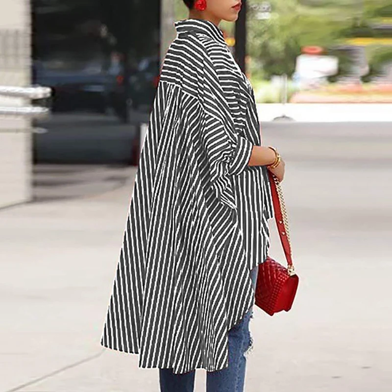 

New Fashion Womens Irregular Long Shirt Loose Long Sleeve Casual Shirt Ladies Summer Loose Tops Blouse