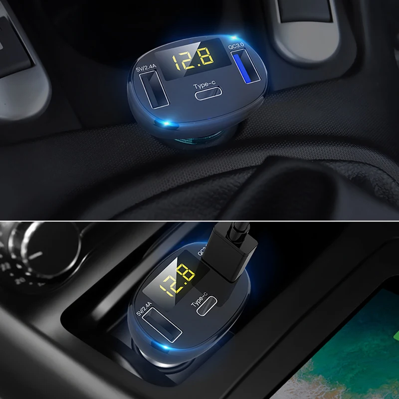 Разветвитель USB Type c для зарядки автомобильного прикуривателя светодиодный