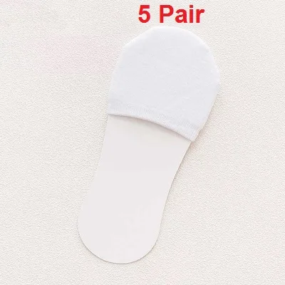 5pair white 5 пар невидимых носков для женщин, не показывающие носки, Нескользящие летние дышащие хлопковые носки с закрытым носком, короткие летние носки - Цвет: 5pair white