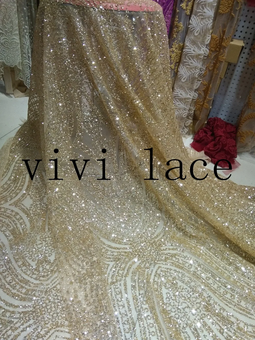 В наличии F536 цвета шампанского золото ручная печать склеенный блестящий порошок