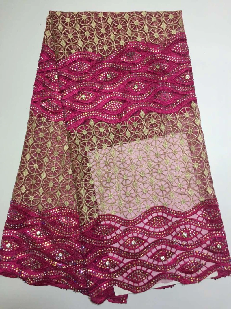 African guipure lace fabric material Nigerian Champagne with gold color French net tulle stones for sewing party dress | Дом и сад