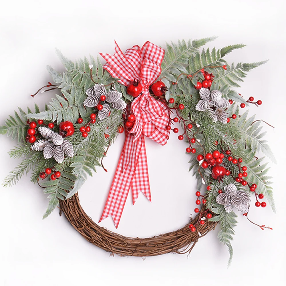 

6/10Heads Christmas Wreath Artificial Flower Bouquet Pineapple Grass For Wedding Home Xmas Table Decoration DIY Craft Gift Box