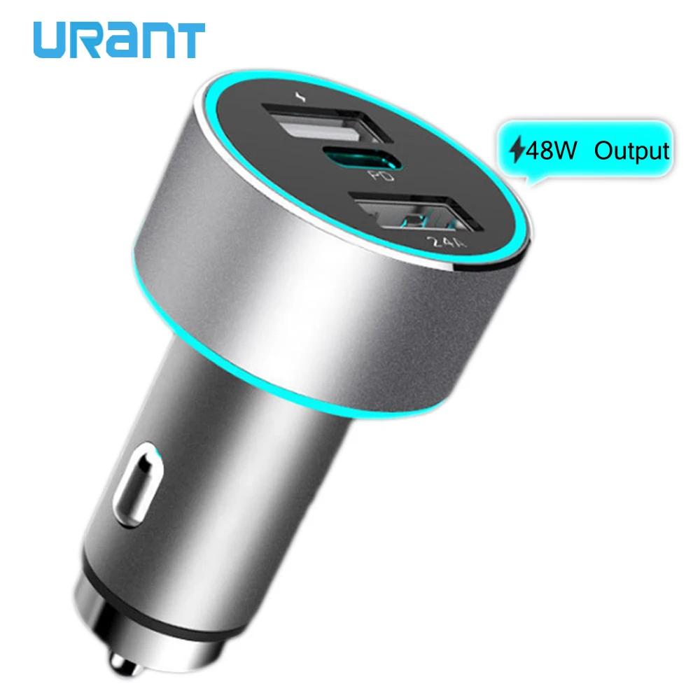 URANT 48 Вт QC3.0 USB Type c PD автомобильное зарядное устройство для iPhone X Dual C Быстрая