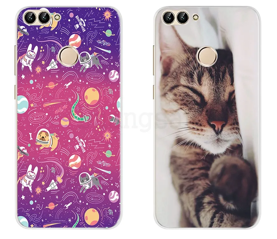 Для Fundas huawei P, умный чехол, силиконовый 3D, мягкий, симпатичный, из ТПУ, с рисунком, прозрачный чехол на заднюю панель телефона s для huawei P Smart Plus, чехол FIG-LX1