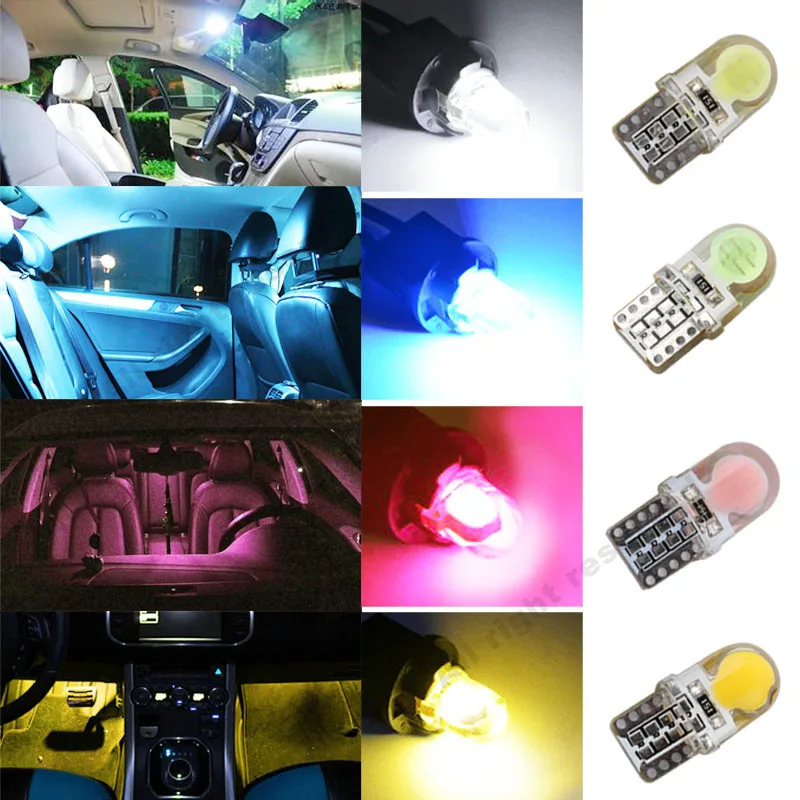 10 шт. W5W T10 Светодиодные лампы 194 168 COB 8 SMD белые купольные ламсветильник для