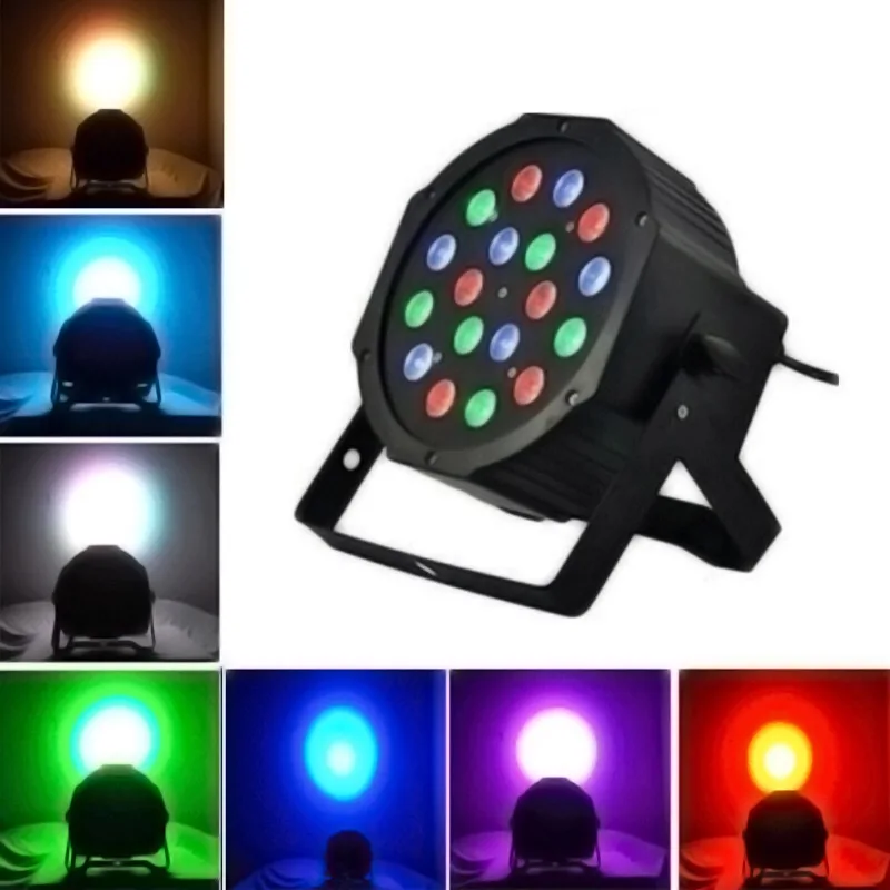 

18X Lot 18*3W RGB LED Par Light With DMX512 Master Slave Flat DJ Equipments for Party Disco Stage Light Par Projector