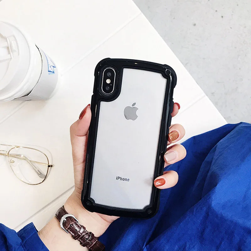 Простой силиконовый чехол для телефона Iphone 7 8 6 6s s Plus Tpu + pc X XS XR MAX|Чехлы-накладки| |