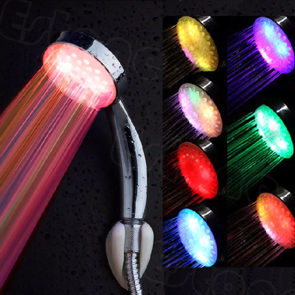 

Wonderful Colorful LED Light Stainless Steel Round Rain Bathroom Shower Head HOT