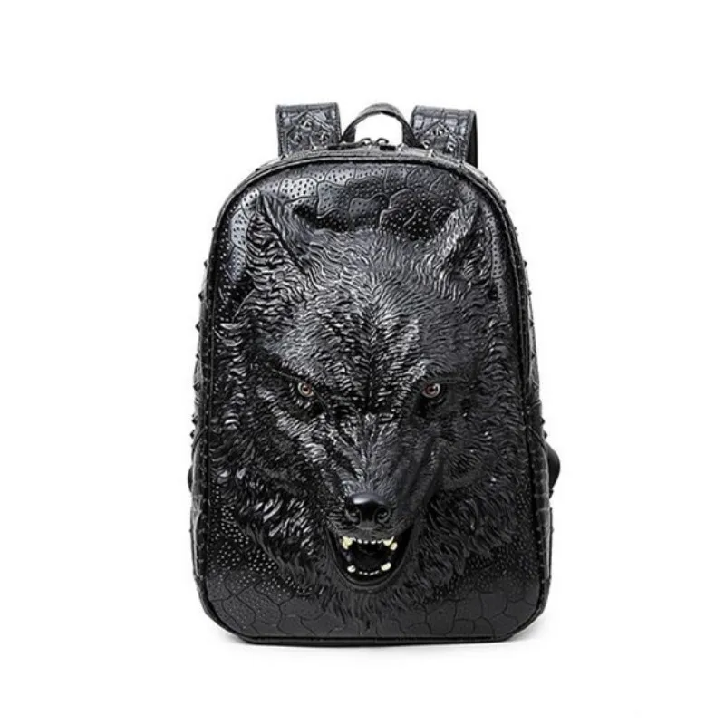 

Stylish backpacks 3D wolf head backpack special cool shoulder bags for teenage girls PU leather laptop school bags
