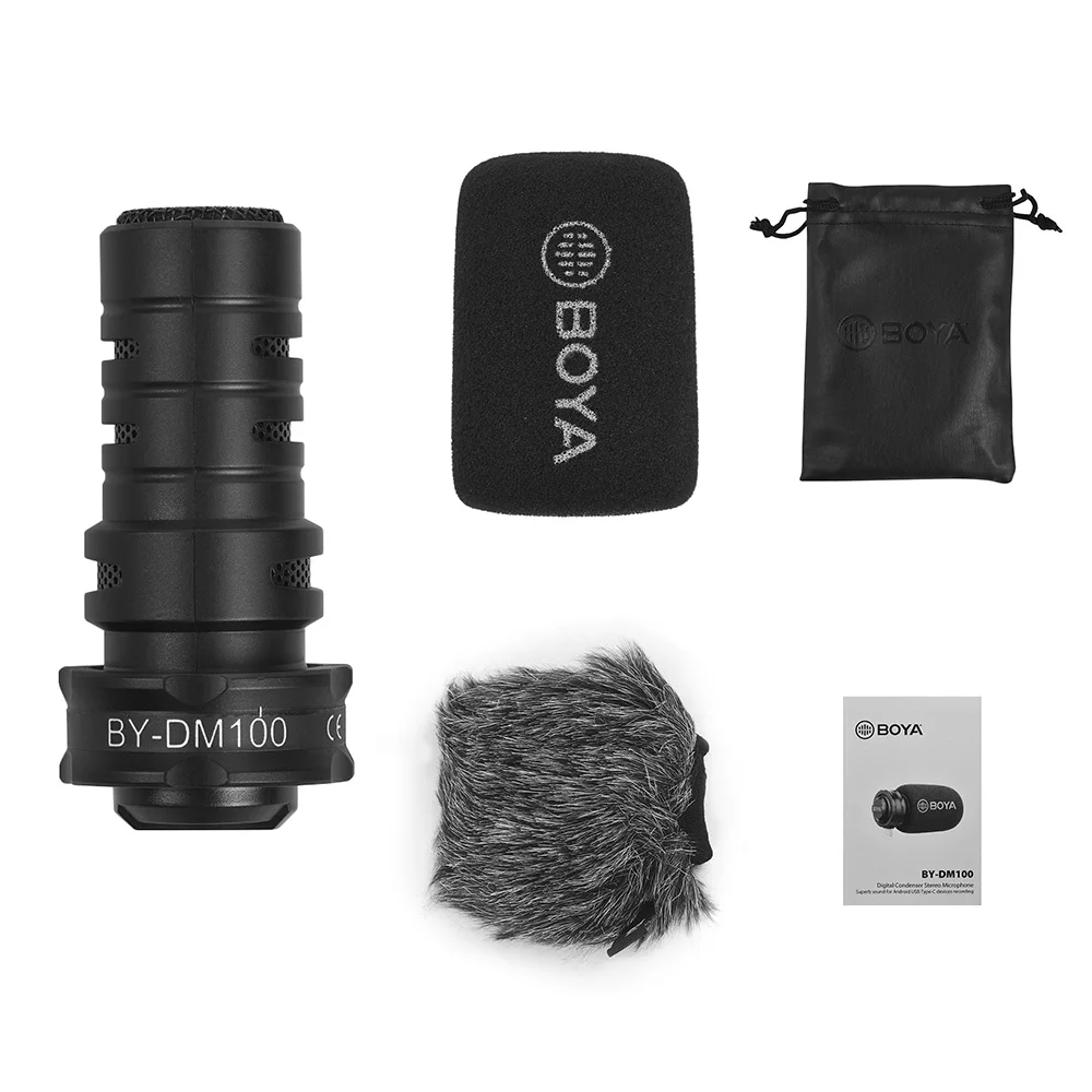BOYA BY-DM100 цифровой стерео кардиоидный конденсаторный микрофон превосходный звук для Android usb тип-c устройств записи