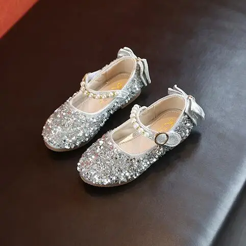 Kids Shoes For Girl 2019 New Spring Princess Sequins Flats Wedding Children's Sandals Pink Gold Sliver Toddler Baby Pearl | Детская