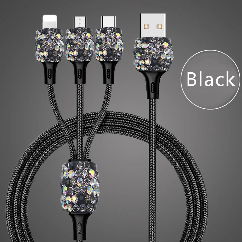 Алмазы USB Автомобильное зарядное устройство для мобильного телефона планшет gps быстрое зарядное устройство автомобильное зарядное устройство двойной USB Автомобильное зарядное устройство хрустальные Автомобильные украшения - Название цвета: black line
