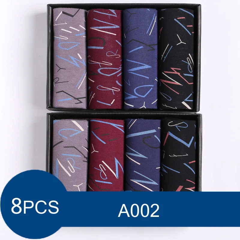 A002 box Youlehe, 8 шт., модное нижнее белье, боксеры для мужчин, s, боксеры, шорты, мягкие мужские трусы, дышащие сексуальные мужские трусы, Cuecas, Прямая поставка - Цвет: A002 box