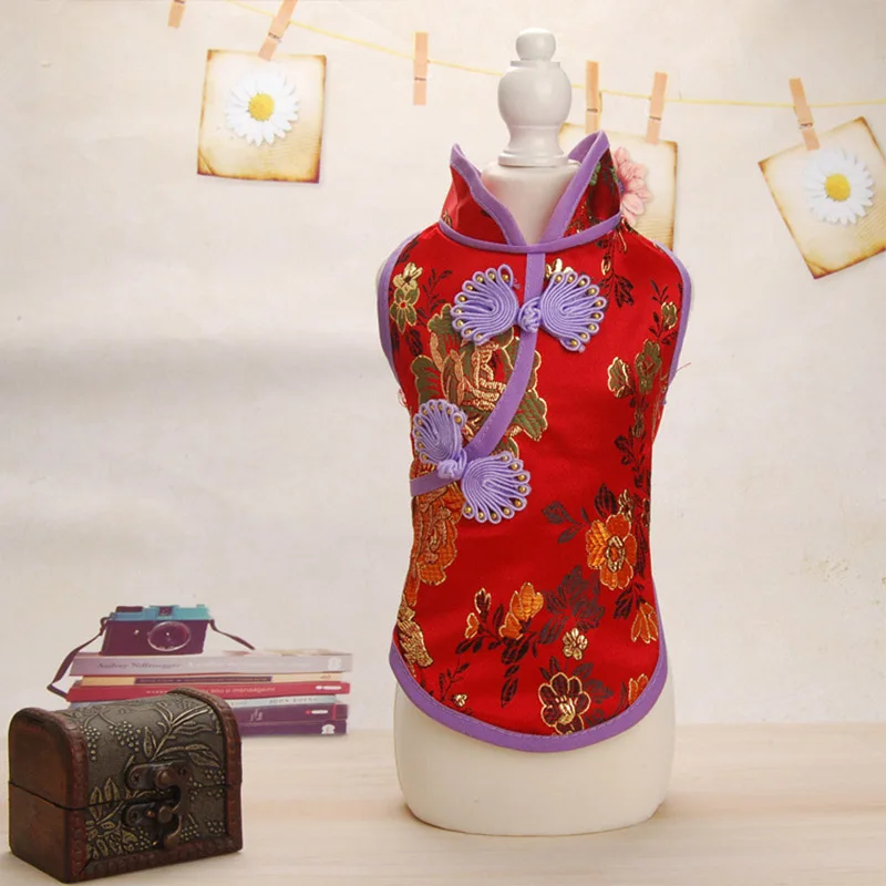 Cheongsam летняя одежда для собак платья для животных для собак юбка китайская собака платье щенок кошка одежда для собак Домашние животные одежда чихуахуа