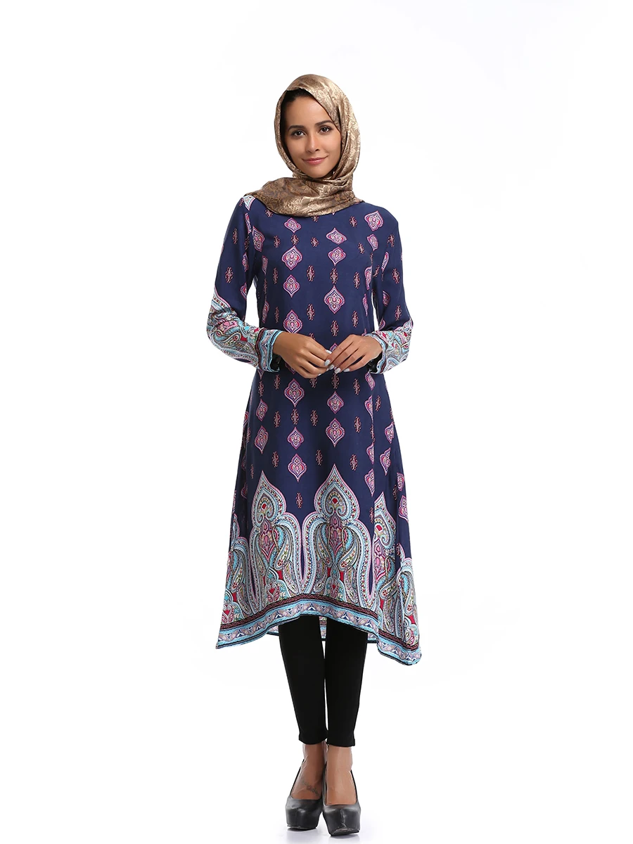 Мусульманское женское платье с принтом топы абайя Ближний Восток длинный халат