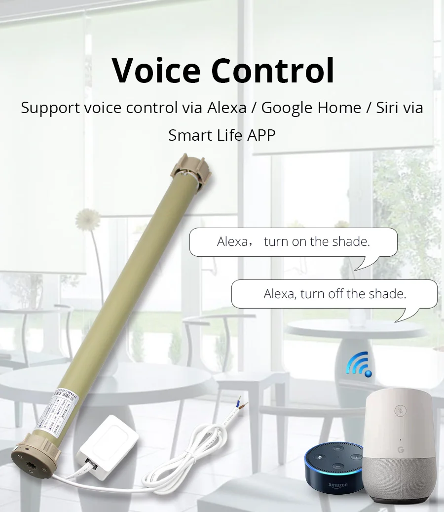 Умный дом моторизованный роликовый затвор мотор WiFi Alexa Google Home TUYA управление 25 мм трубчатый затвор двигатель для 38 мм трубки