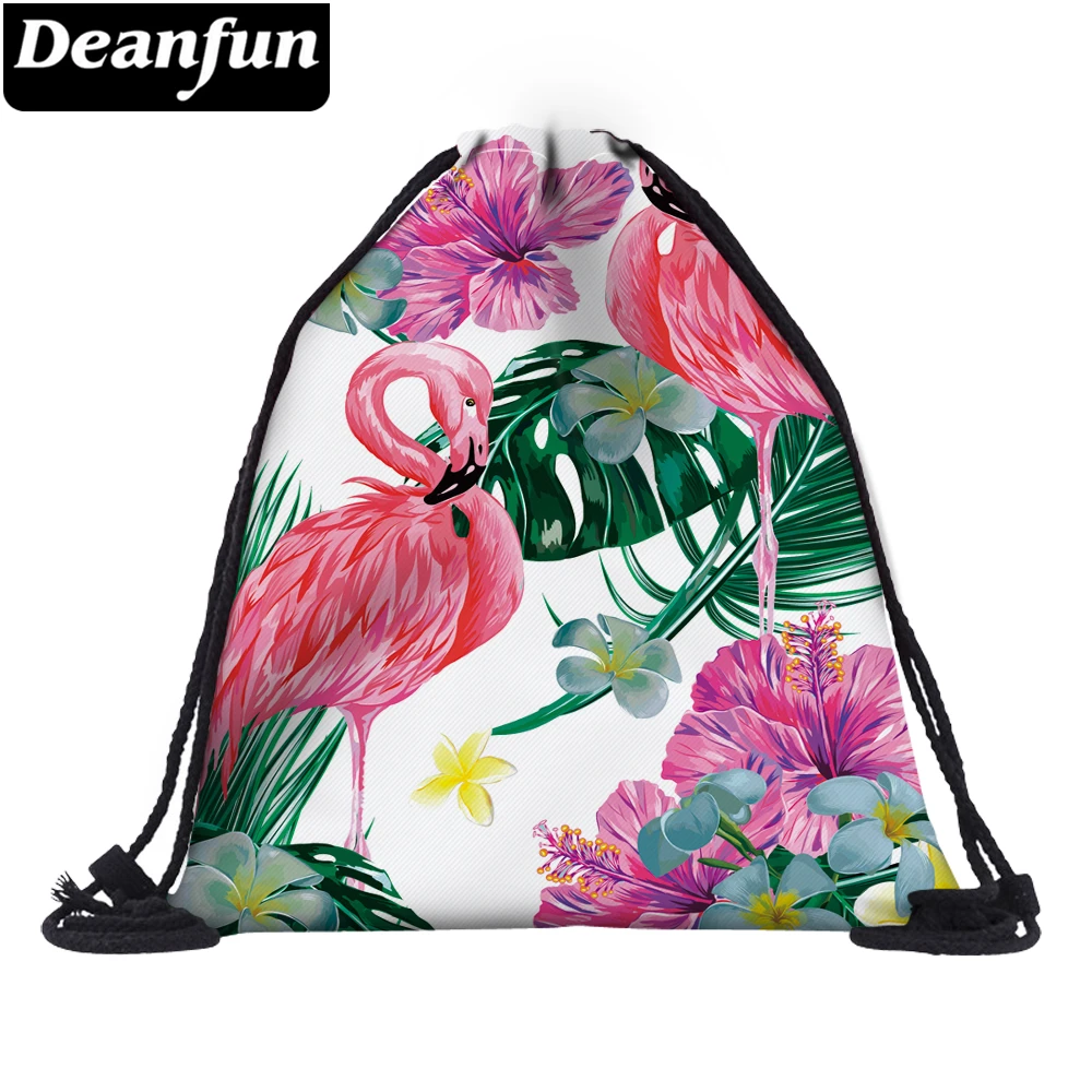 Сумки на шнурке Deanfun цветные школьные рюкзаки для девочек с 3D принтом фламинго