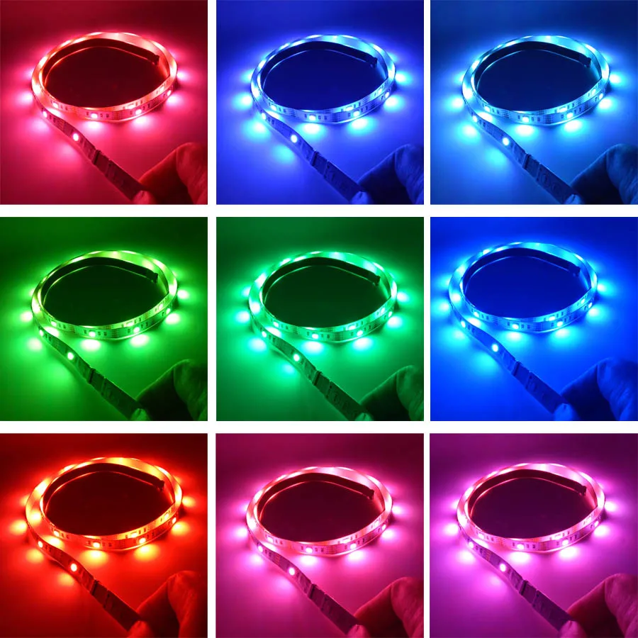 USB Светодиодные ленты 5050 RGB ТВ Задний план Освещение комплект cuttable с 17key rf