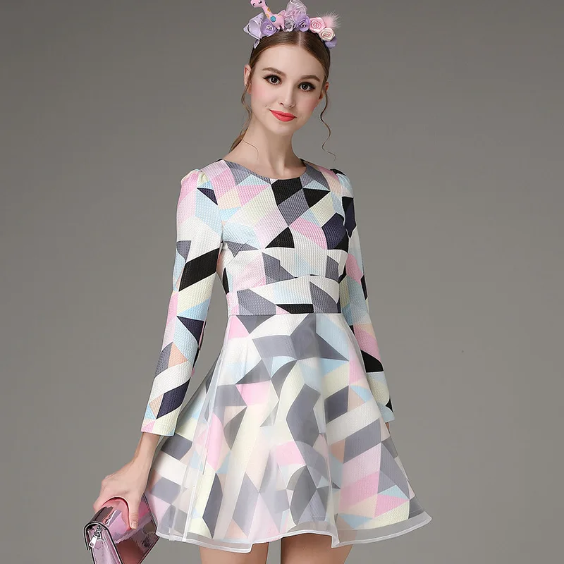 2016 Осень Новый Европейский женщин Fashional Симпатичные Органзы О-Образным Вырезом