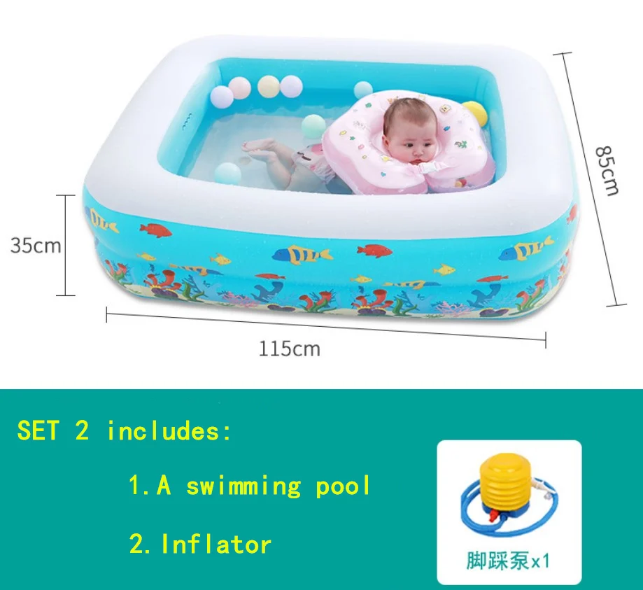 Inflatable Baby Swimming Pool Portable Outdoor Children's Bathing Pool Indoor Inflatable Pool kid Pool - Цвет: SET 2