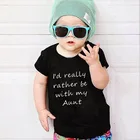 Я бы действительно хотел быть с тетей, Детская футболка с буквенным принтом Летняя короткая футболка для мальчиков, топы, одежда, детский костюм футболки, Забавные топы