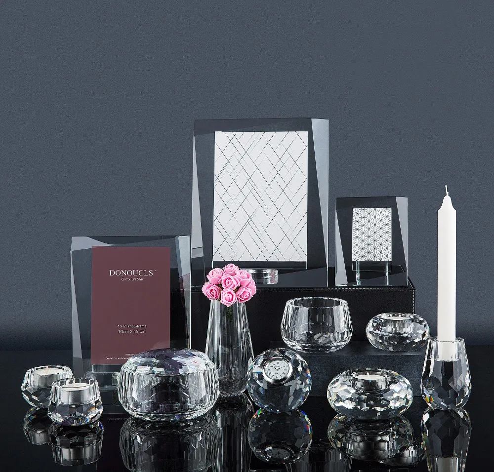 Donoucls tealight держателей хрусталя для стола подсвечник Ужин стол с белой подарочной