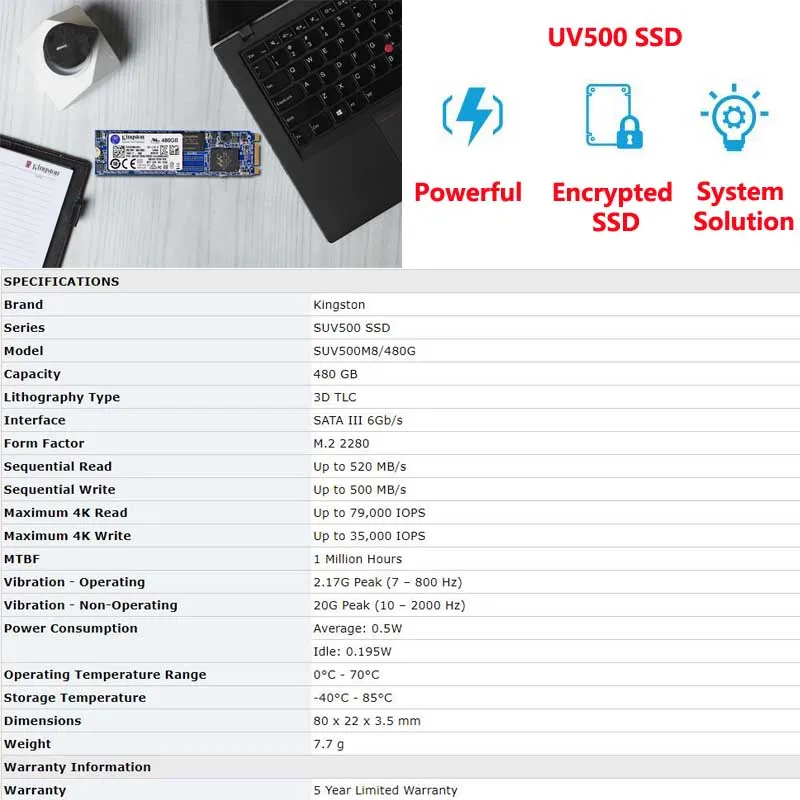 Kingston SSD внутренний 480 ГБ 240 ГБ 120 Гб SATA3 M2 2280 интерфейс SUV500M8 зашифрованный HD твердотельный накопитель для ноутбука дропшиппинг