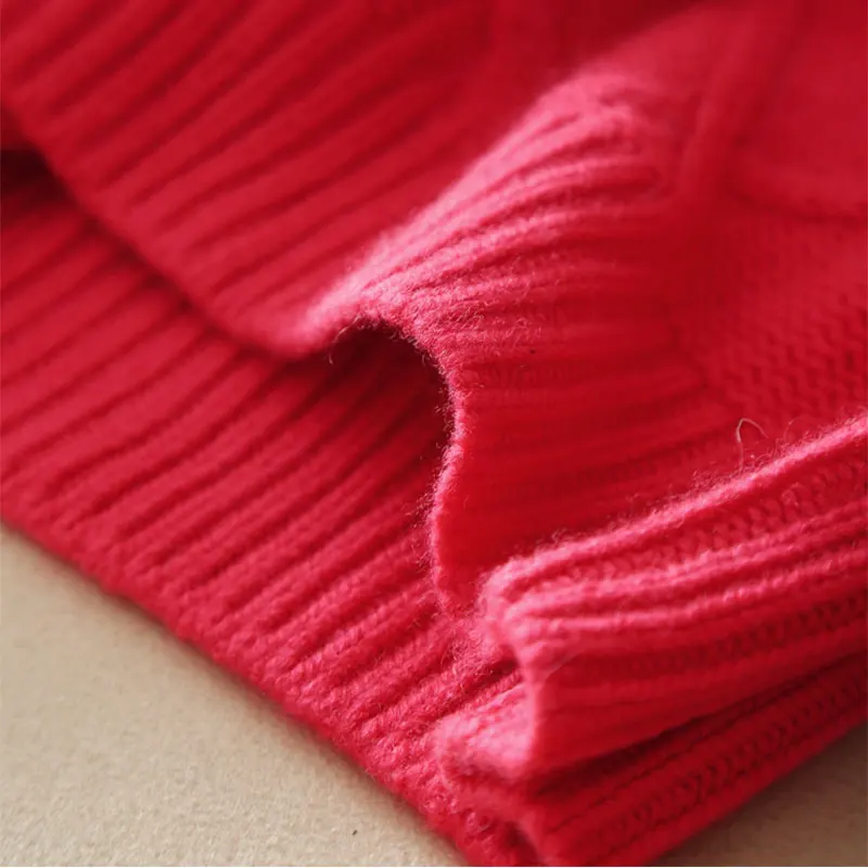 Свитер для женщин зима 2018 100% чистый кашемир свитера красный Pull Femme вязаный