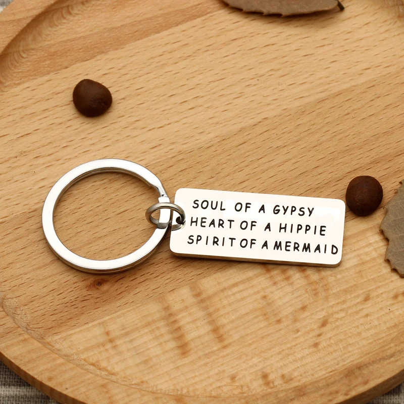 XIAOJINGLING High Quality Stainless Steel Keychain Trendy Soul Of A Gypsy Charm Letter Keyring Car Keyfob Trinket Jewelry | Украшения и