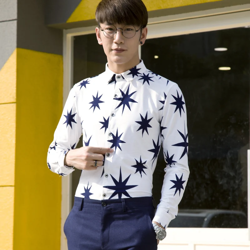 Модная мужская хлопковая рубашка с длинным рукавом высшего качества 5502 p55 |